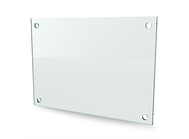 Herdet glass med hull, 4mm, flat 297x210, 4hull, 15/15, 11mm hull 