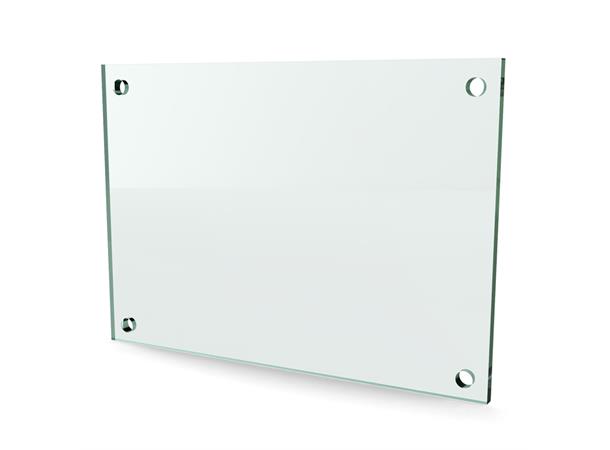 Herdet glass med hull, 6mm, flat 297x210, 4hull, 25/20, 11mm hull 