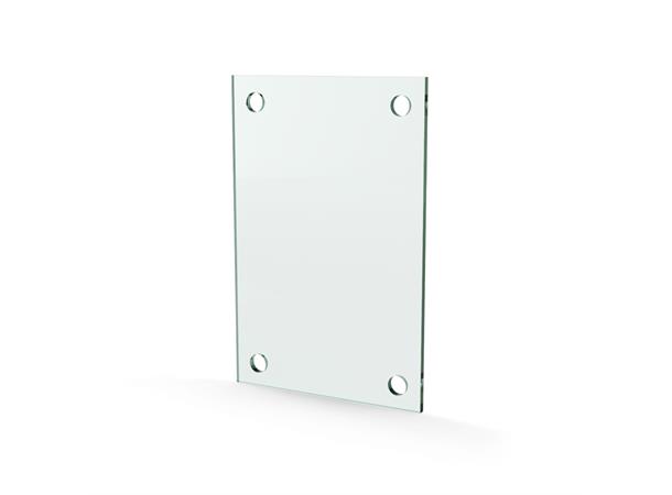 Herdet glass med hull, 4mm, flat 120x180, 4hull, 15/15, 11mm hull 