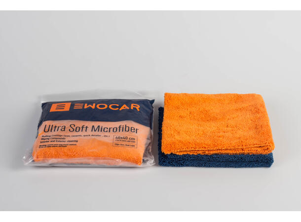 Ewocar Ultrasoft Microfiber Towel 400g 2-pakk (orange, blue) 40x40cm 
