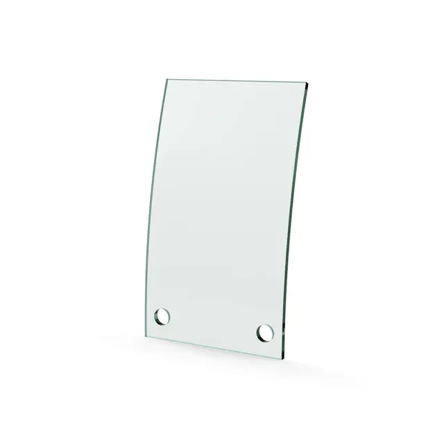 Herdet glass med hull, 4mm, kurvet 100x170, 2hull, 16/21, 11mm hull 