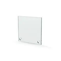 Herdet glass med hull, 4mm, flat 120x120, 2hull, 15/15, 11mm hull