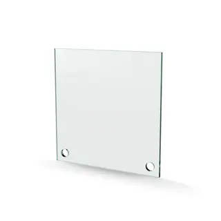 Herdet glass med hull, 4mm, flat 150x150, 2hull, 15/15, 11mm hull