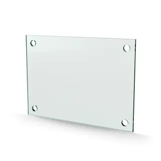 Herdet glass med hull, 4mm, flat 210x148, 4hull, 15/15, 11mm hull