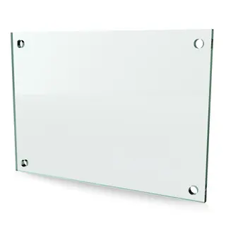 Herdet glass med hull, 6mm, flat 297x210, 4hull, 25/20, 11mm hull