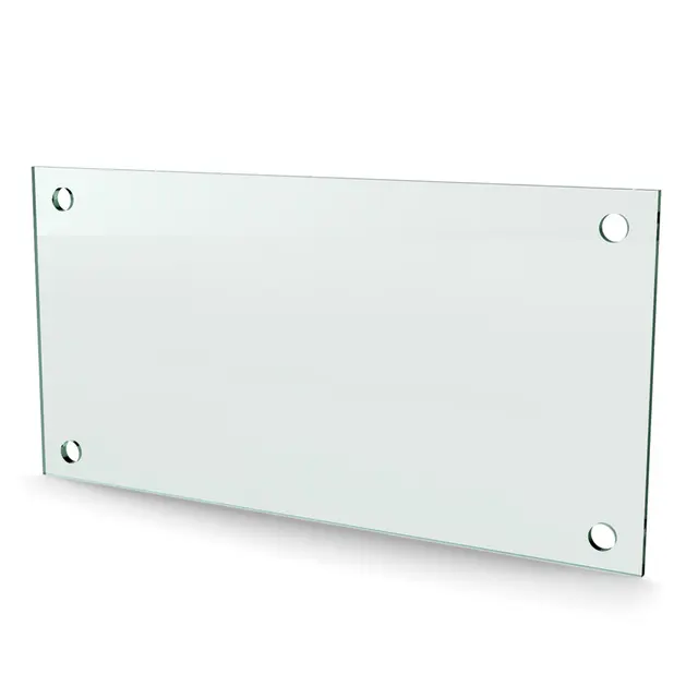 Herdet glass med hull, 8mm, flat 300x150, 4hull, 30/25, 11mm hull 