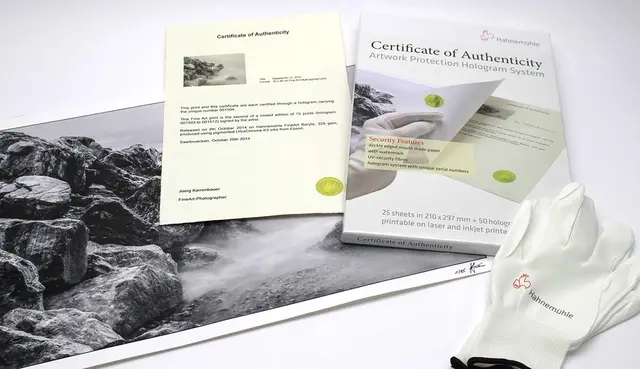 Hahnemühle Certificate of Authenticity A4 (25 ark) og 50 hologram 